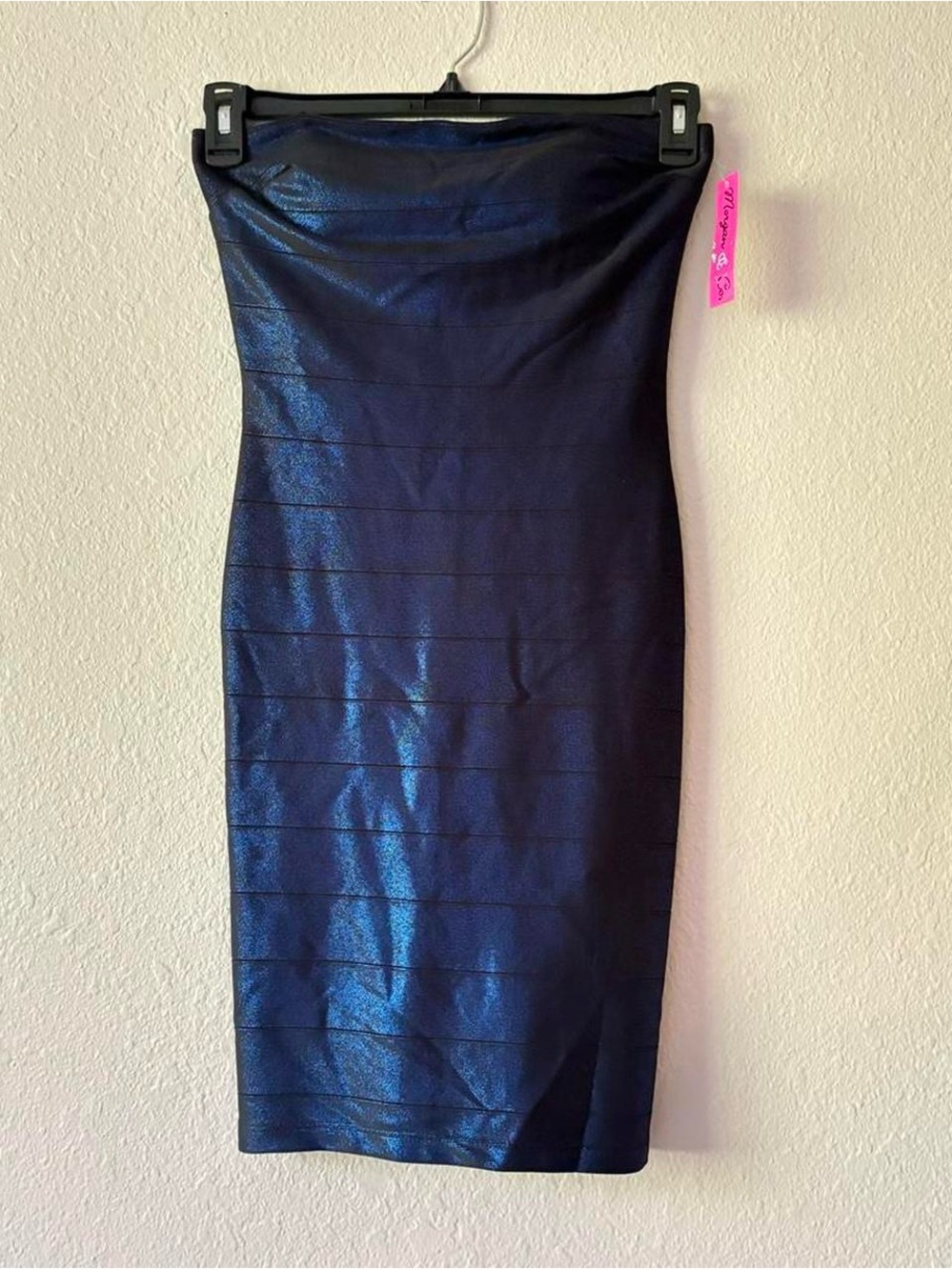 Morgan & Co. Strapless Metallic Navy Bodycon Dress